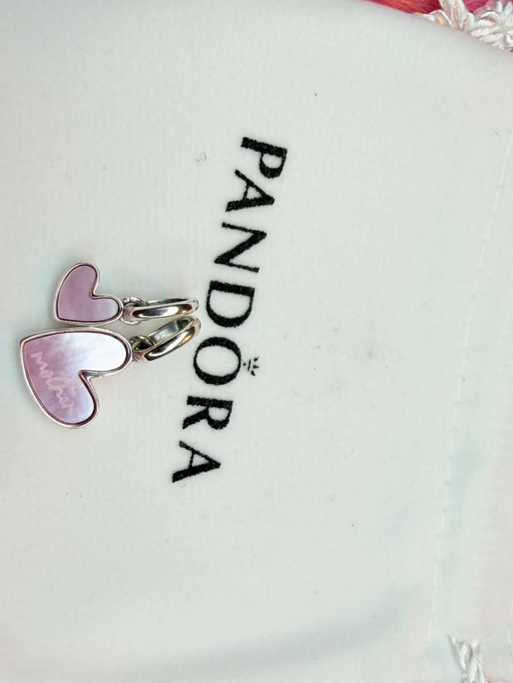 Pandora Pink Double Heart Dangle Charm